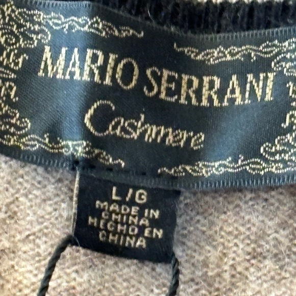 NWT Mario Serrani 100% Cashmere Knit Sweater Womens L Tan Quiet Luxury Classic - Picture 2 of 11